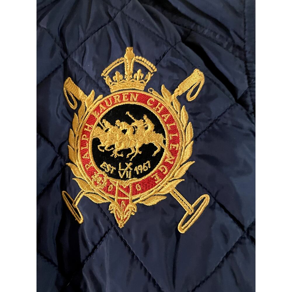 Ralph Lauren Sport Quilted Jacket Women’s M Navy Crest Patch Snap Corduroy Cuffs - Picture 4 of 12